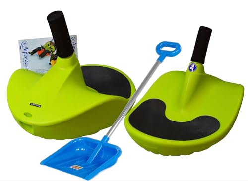 2 x Alpengaudi Zipfelbob Rodel Bob Schlitten mit Handgriff bis 100 kg (2 STK grün)