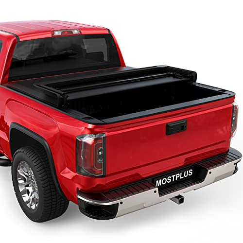 MOSTPLUS Tri-Fold Tonneau Soft Cover Truck Bed Compatible for 07-13 Chevy Silverado 1500 GMC Sierra 1500 3 Fold (5.8 FT) On Top