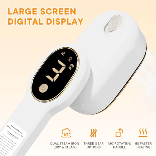 Image of Smart Travel Steamer for Clothes, 1200W Handheld mini travel Steam All-in-One Portable Steamer Iron with LCD Display, 3 Steam Modes & 5s Fast Heat-up, Garment Steamer for Travel