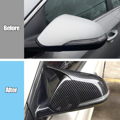 Xhfarce Side Mirror Covers for Hyundai 9th Gen Sonata 2015 2016 2017 2018 2019 Accessories Ox Horn Side Mirror Cover Side Door Rearview Mirror Cover Exterior Decoration(With Turn Signal,Carbon Fiber) by Xhfarce - Used condition - Image 3