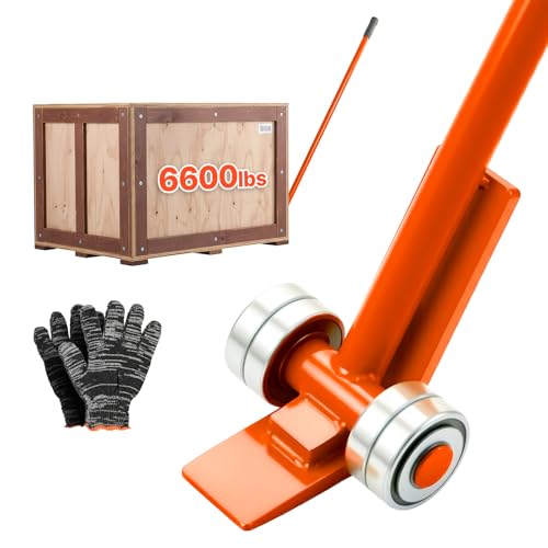 VEVOR Prylever Bar, 3T/6600lbs Load Capacity, 4.5FT Length Steel Handle Lever Dollyr with 2.8'' Wheels for Large Pallets, Heavy Items, Concrete Blocks, Heavy Duty Equipment Handling