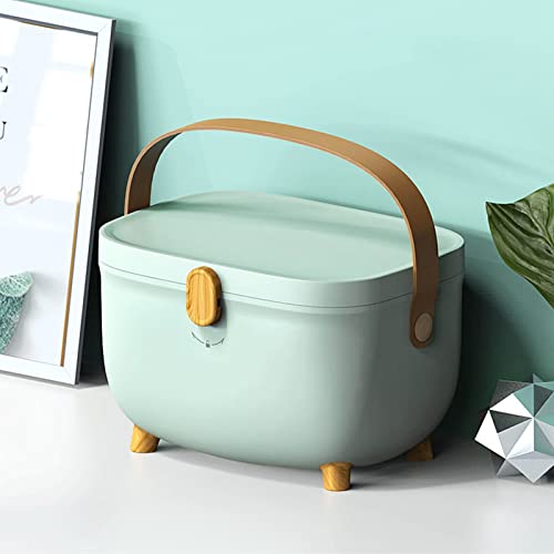 Image of Medicine Storage Box, Plastic Oval Double Layers Multi Grid Large Capacity Medical Box Organizer with 360 Degree Rotation Lock for Home Dorm (Green)