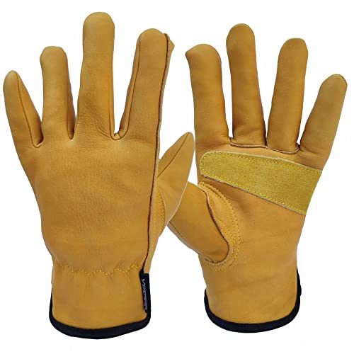 Idenax Leather Gardening Gloves For Men Women, Working Gloves, Reinforced Thorn Proof & Cut Resistant Yardwork Gloves (Medium) #TOP1