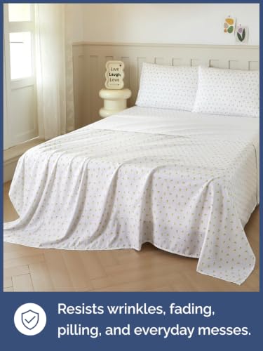 Image of Kids Full Size Lemon Bed Sheets - 4 Piece Kids Lemon Sheet Set - Citrus Fruity Bedding - Ultra-Soft, Cute & Cozy - Breathable & Machine Washable - Colorful Bed Set for Boys, Girls, Teens & Toddlers