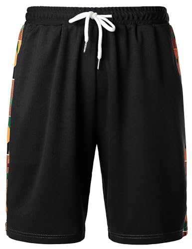 ZEROYAA Men's Africa Style T-Shirt and Shorts Set Mesh Tracksuit Dashiki Outfits4