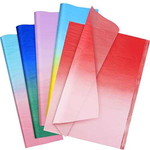 Image of Larcenciel Colored Gradient Tissue Paper, 50 Sheets Gift Wrap Tissue Paper for Gift Bags, Boxes & Crafts, Art Packing for Birthday, Christmas, Valentine's, Wedding, Flower, Holiday Decor, 19.7x13.8 in
