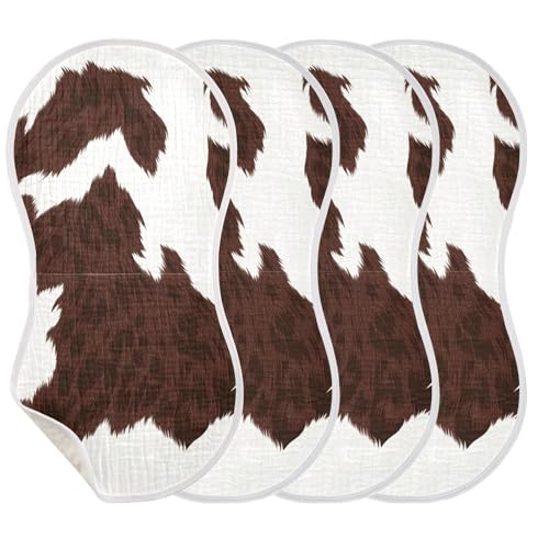 4 Pack Baby Burp Cloths, Soft Absorbent Burping Cloths for Babies, Cotton Milk Spit Up Rags, Large Size for Newborns, Baby Boys and Girls (Rustic Hide Design)