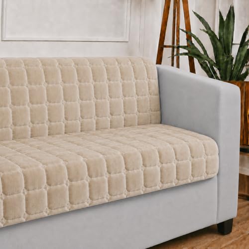 Image of STITCHNEST 'Haven Soft Series' 1 Seater Sofa Cover | Full Coverage Sofa Cover| Premium Velvet Fabric, Washable & Durable Furniture Cover for Modern Living Rooms