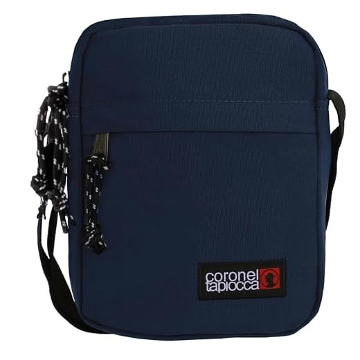 Bolso para Hombre Bolso Bandolera Coronel Tapiocca Casual con Solapa Bolsillos y Cremallera Denim 17.5 x 22 x 5.6 cm Azul Marino