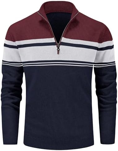 MAGCOMSEN Men's Sweaters Quarter Zip Winter Cotton Casual Pullover Sweater
