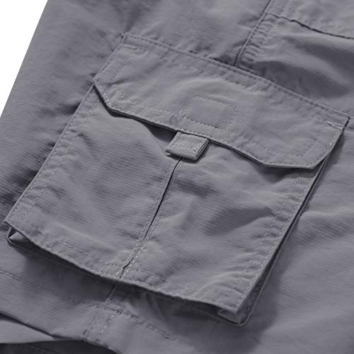 Kids’ Cargo Hiking Shorts Boys' Youth Casual Elastic Waist Outdoor Quick Dry Scout Uniform Shorts #9048 Grey-L #TOP2