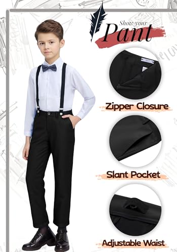 Image of YuanLu Boys Suit Dress Clothes Ring Bearer Outfit Homecoming Dresses Boy Vest and Pants Set for Kids Wedding Tuxedo Suits