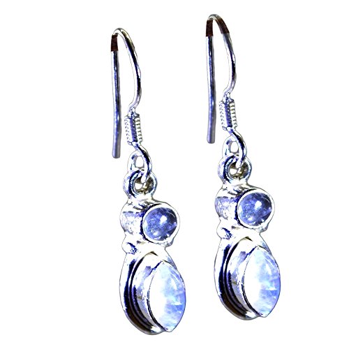 Pendientes de piedra lunar natural, el regalo ideal de plata para mujer