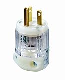 Leviton 8315-PLC 20 Amp, 125 Volt, NEMA 5-20P, 2P, 3W, Hospital Grade, Plug, Straight Blade, Grounding, Power Indication, Transparent