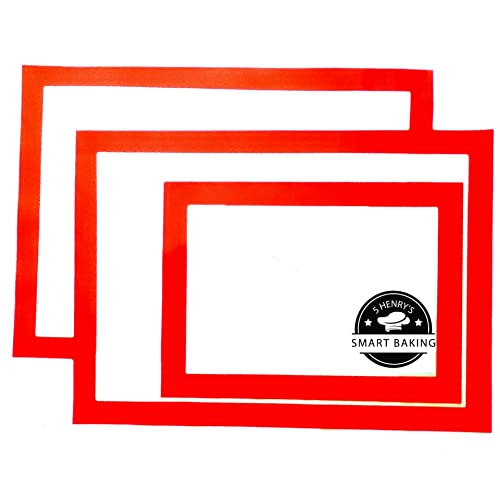 Silicone Baking Mat, Reusable Non-Stick Baking Mats, Cookie Baking Tray - BPA Free LFGB Certified - 3pcs Different Sizes Silicone Baking Mats Sheet Pans for Baking