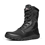 NORTIV 8 Men's Wide Toe Box Barefoot Military Tactical Boots for Men Zero Drop Work Minimalist Leather Side Zipper Motorcycle Combat Boots,Size 11,Black,SNMT26007M