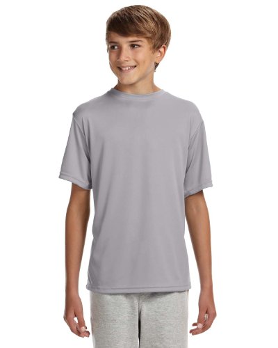 A4 Youth Short-Sleeve Cooling Performance Crew, XL, Silver
