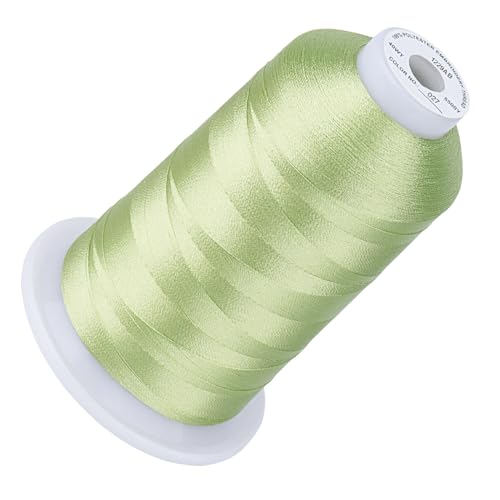 Image of Simthread 5500Yds 5000M 40WT Polyester Embroidery Thread Fresh Green 027 | Large 5000M spool delivers smooth feeding for home and commercial embroidery machines.