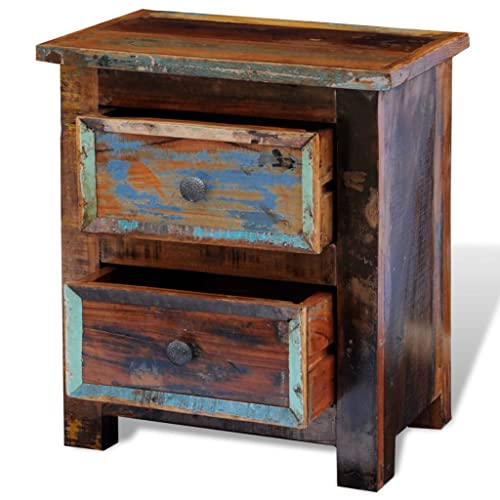 Table de chevet bois recyclé vintage table de nuit rétro - 8