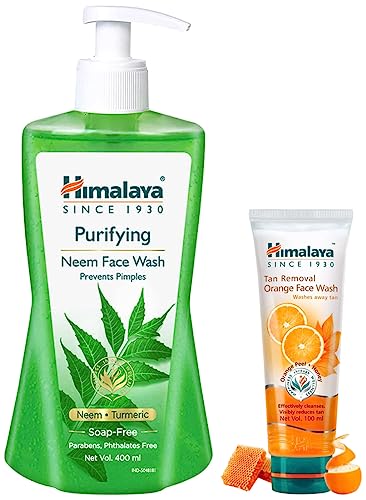 Image of Himalaya Purifying Neem Face Wash, 400 ml And Himalaya Tan Removal Orange Face Wash, 100ml