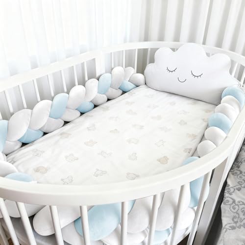 RZYW S9,1.5m,Almohada Decorativa Trenza Almohada de Serpiente de Nudo para AnticolisióN Chichonera Cuna Alfombra Anticolisión para Cama
