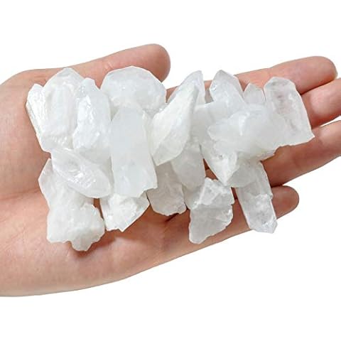 Top Plaza 0.44lb Bulk Irregular Shape Rough Clear Quartz Crystal Points Raw Natural Stones Healing Crystals for Decor Reiki Wicca 0.79" - 1.57" Cover