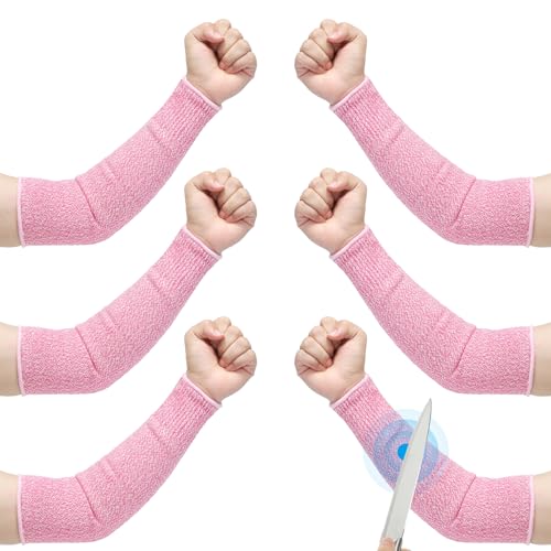 Protections bras manchettes avant-bras HPPE anti-coupure PATIKIL rose pour peau fine M