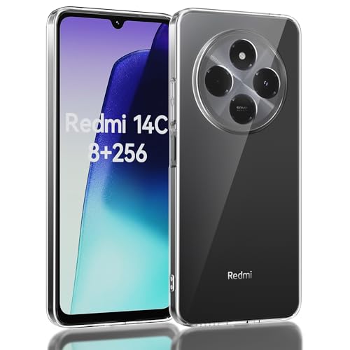 Los 8 mejores móviles por menos de 100 euros en 2025 16 AK Funda Transparente para Xiaomi Redmi 14C, Carcasa Protectora Antigolpes de Silicona Suave, Case Funda Solo para Xiaomi Redmi 14C (Transparente)