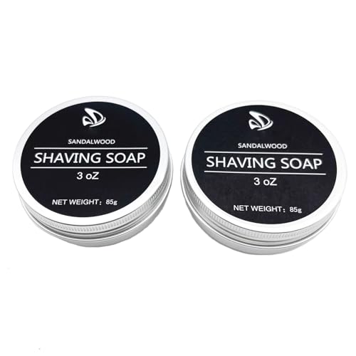 Shaving Soap for Men- Sandalwood Mens Shave Soap- Smoothest Wet Mens Shaving Cream Soap-Travel Size Shaving Soap Cream (2 pack 3 oz)