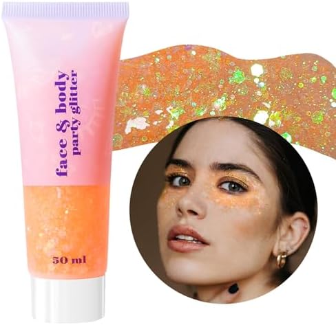 DAGEDA Coral Body Glitter Gel, Sparkly Hair Face Glitter Makeup Accessories