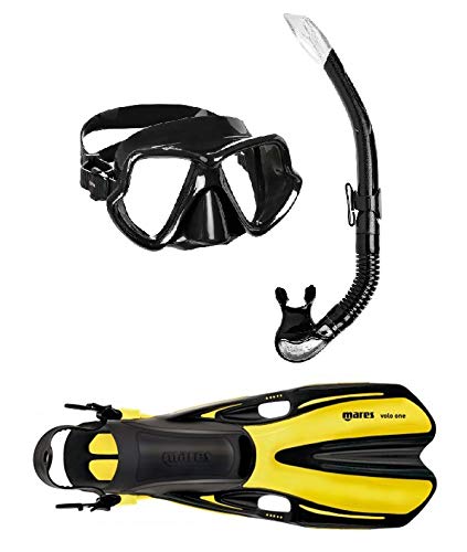 Mares Wahoo + Volo One Schnorchelset (schwarz-gelb, L/XL (44-47))