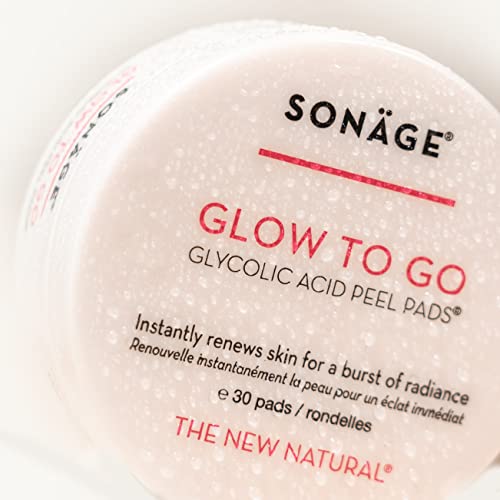 Sonage Glow To Go | Glycolic Acid Aha Facial Pads | Resurfacing And Exfoliating Peel Pads | Reduces Appearance Of Wrinkles, Pores, And Fine Lines | Alcohol-Free | For All Skin Types #TOP6