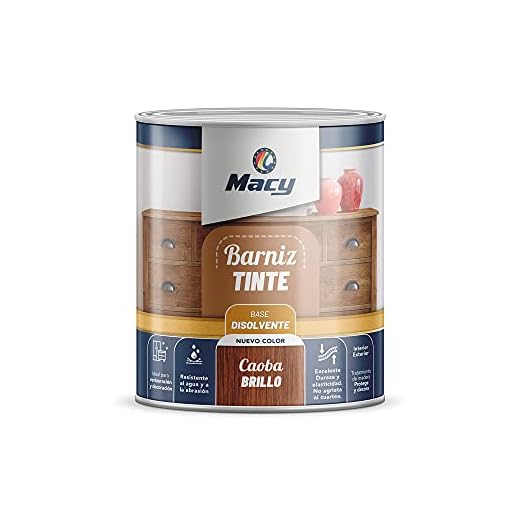 Macy Barniz Tinte Brillo de Alta Decoración Interior y Exterior. 750 Militros. Color Caoba