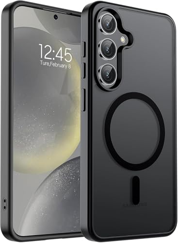 Image of Elzzi Magnetic Guard Designed for Samsung S23 Plus 5G Case Translucent Matte Hard PC + TPU Back Cover [Compatible with MagSafe] Anti-Scratch Phone Case (Black)