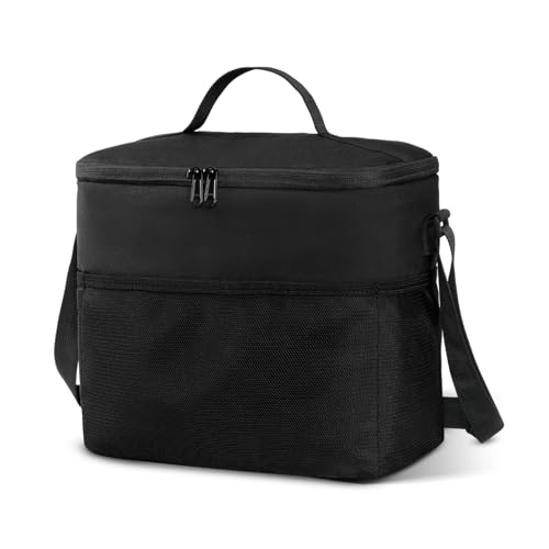 MIER Insulated Lunch Box for Kids Adult Portable Lunch Bag with Shoulder Strap Leakproof Lightweight Cooler Bag for Work School Picnic 9CAN, Small Black