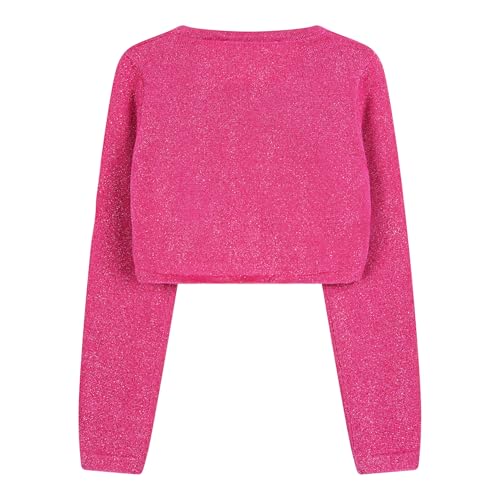 Image of BOLEROSE Girls Sparkle Long Sleeve Bolero | Open Front, Heart Diamante Button, Glitter Thread, Cropped Length, Ribbed Cuffs, Won't Shed or Flake, Ages 3-14