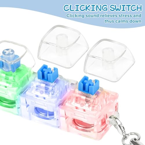 Image of Keyboard Keychain for Stress Relief, Mechanical Keyboard Fidget Keychain Finger Clicker Toy with Portable Sensory Decompression Button Toy for Anxiety, Focus & Stress Relief for Adults & Teens