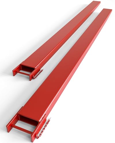 Garvee Forklift Fork Extensions with Tire Chain, 84" Length 4.5" Width Pallet Fork Extensions, Heavy Duty Sliding Forklift Attachment, 1 Pair Fork Extensions for Forklift, Red