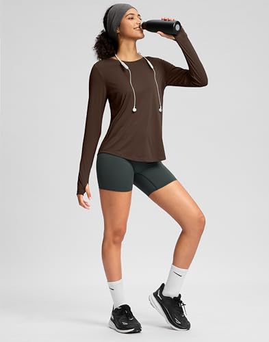 Image of Soothfeel Lightweight Long Sleeve Workout Tops for Women Gym Running Shirts