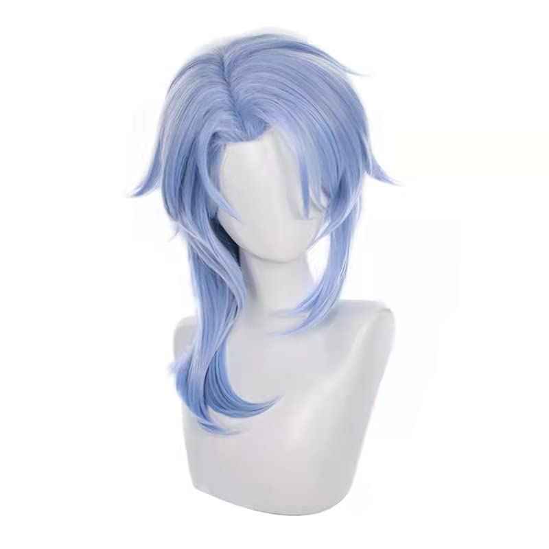Tongtta Genshin Impact Kamisato Ayato Cosplay Wig Halloween Custume Party Wig for Men (Light Blue)