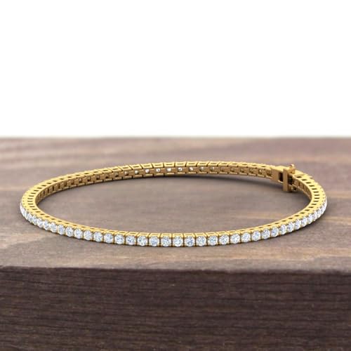 Image of 2 to 7 Carat Natural Diamond Tennis Bracelet for Women in 14K Gold (7 Inch) - IGI Certified (I1-I2 Clarity)