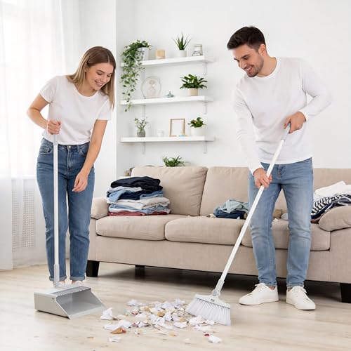 BUUROOHM Besen- und Kehrschaufel-Set für Zuhause, mit langem Griff, 104 cm/127 cm, Kehrschaufel, Kombi-Set für Zuhause, Küche, Zimmer, Büro, Lobby, Boden, Innen- und Außenbereich, aufrechter