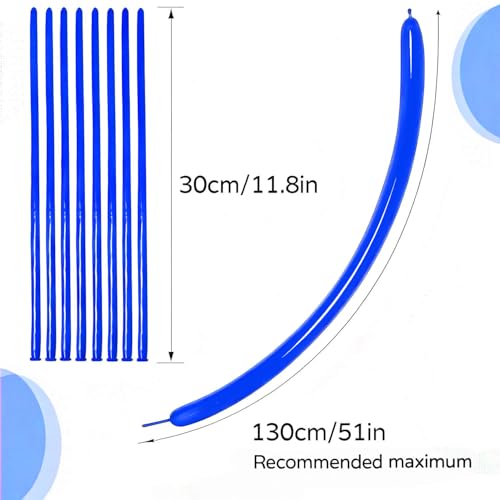 Image of 260 Blue Long Balloons for Balloon Garland Thickening Skinny Latex Twisting Animals Modeling Christmas Birthday Wedding Party Festival Decorations 100pcs