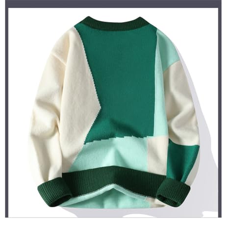 Mens Vintage Crew Neck Sweater Oversized Knitted Sweaters Thick Warm Pullover Harajuku Jumper2