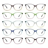 GUD 10 Pack Reading Glasses, Cat Eye Design Readers For Women, Two Tone Frame With Spring Hinges +2.00