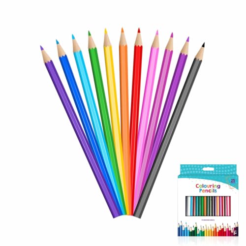 FAARM Colouring Pencils Set Vibrant Coloured Pencils for Drawing Sketching Colouring Books Non-Toxic Art Stationery Supplies for Kids & Adults 25 Pack