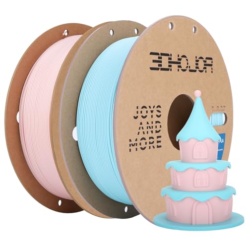 Image of 3DHoJor Matte PLA Filament 1.75mm, Upgrade 1kg*2 Bundle Cardboard Spool PLA Filament 1.75 PLA 3D Printing Filament, Print with Most 3D Printers Using 3D Filament-Peach Pink+Light Blue