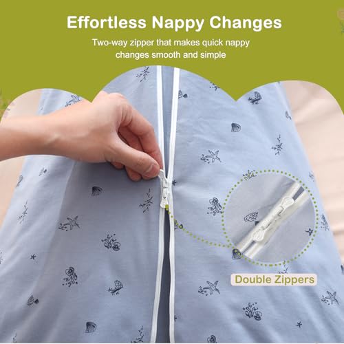 Image of Super Soft 1.5 TOG Sleep Sack, 100% Cotton All Season Warm Baby Wearable Blanket for 0-6 Months, Ocean, Size S