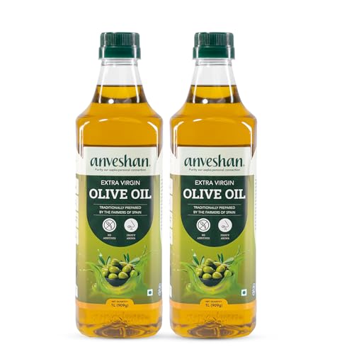 Image of Anveshan Extra Virgin Olive Oil - 1Lx2 | Cold Press Extraction | Rich in Vitamin E & K | Perfect for Salad Dressings, Sauteing, Marinades - Imported from Spain