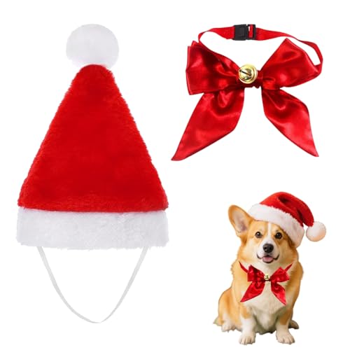 Hundekostüm Weihnachten,1 Stück Weihnachtsmütze und 1 Stück...